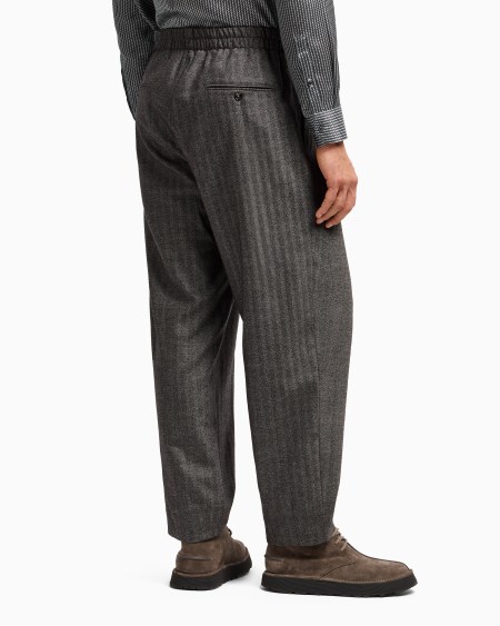A|x Armani Exchange Chevron Virgin-wool And Cashmere Single-pleat Trousers