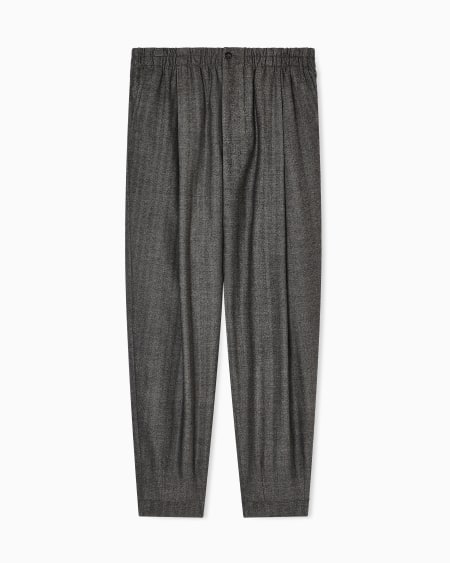 a|x armani exchange Chevron virgin-wool and cashmere single-pleat trousers