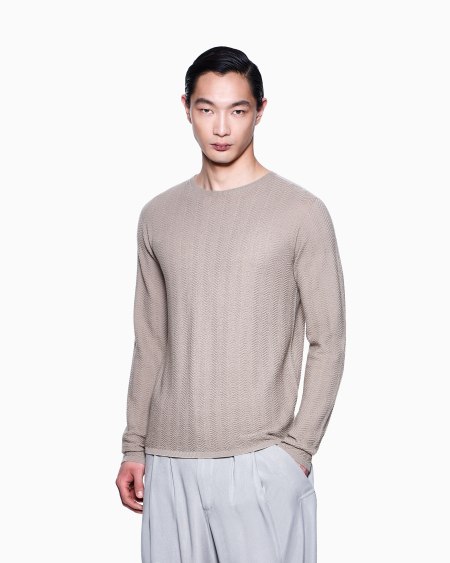A|x Armani Exchange Chevron Virgin Wool Crew-neck Jumper
