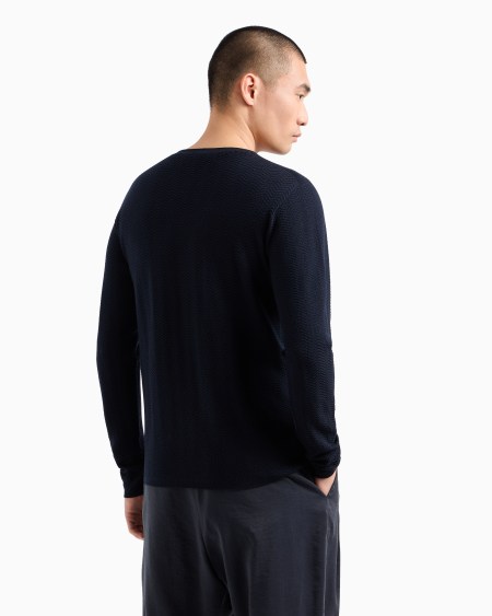 A|x Armani Exchange Chevron Virgin Wool Crew-neck Jumper