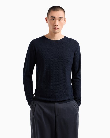A|x Armani Exchange Chevron Virgin Wool Crew-neck Jumper