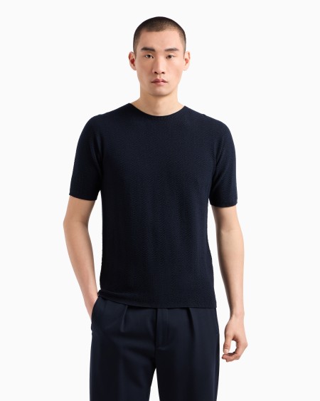 A|x Armani Exchange Chevron Virgin Wool Crew-neck Jumper