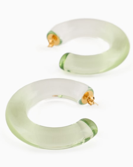 A|x Armani Exchange Clear Resin Semi-circular Earrings