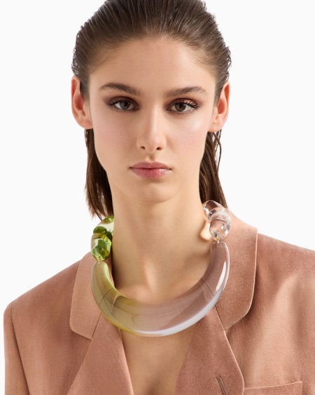 A|x Armani Exchange Clear Shaded Resin Choker Necklace