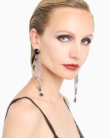 A|x Armani Exchange Clip Earrings With A Brass Pendant And Swarovski Crystals