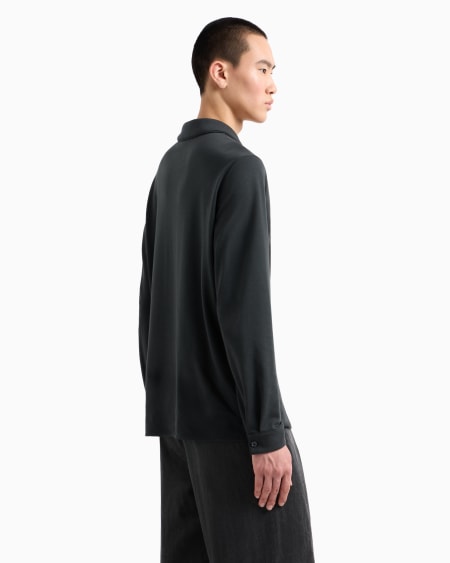 A|x Armani Exchange Cotton And Cashmere Interlock Long-sleeved Polo Shirt