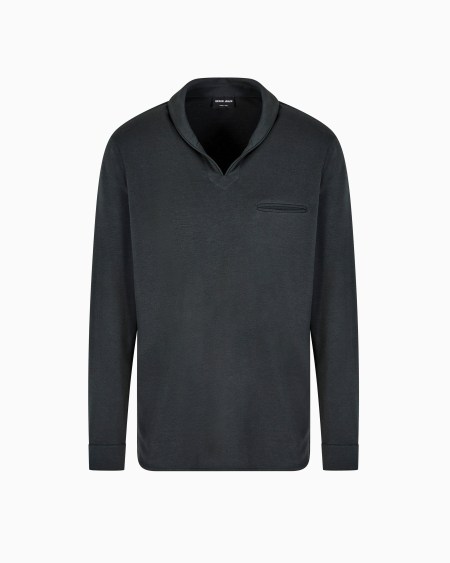 a|x armani exchange Cotton and cashmere interlock long-sleeved polo shirt