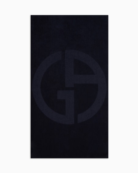 a|x armani exchange Cotton beach towel with jacquard logo
