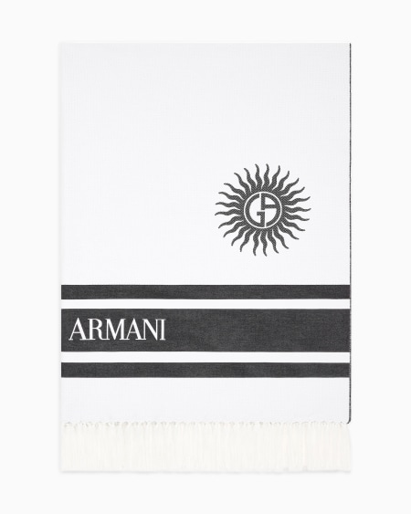 a|x armani exchange Cotton beach towel with printed logo