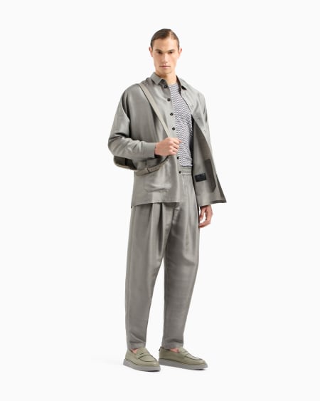 A|x Armani Exchange Cotton-blend Two-pleat Trousers