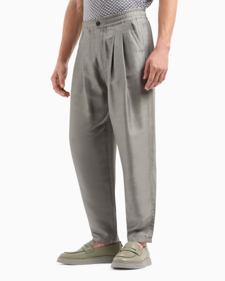 A|x Armani Exchange Cotton-blend Two-pleat Trousers