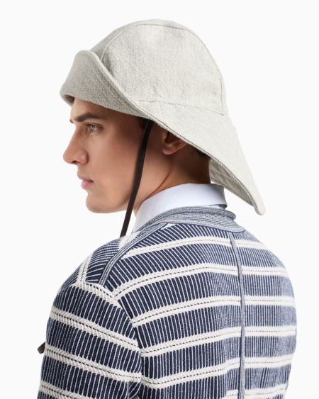 A|x Armani Exchange Cotton Hat With Leather Details