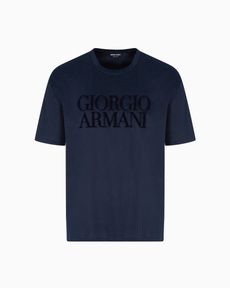 a|x armani exchange Cotton-interlock T-shirt with embroidered logo