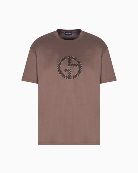 a|x armani exchange Cotton-interlock T-shirt with oversized embroidered GA logo