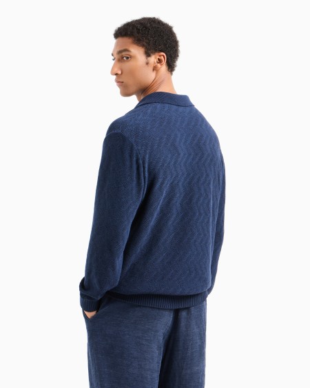 A|x Armani Exchange Cotton Jacquard Knitted Polo Shirt