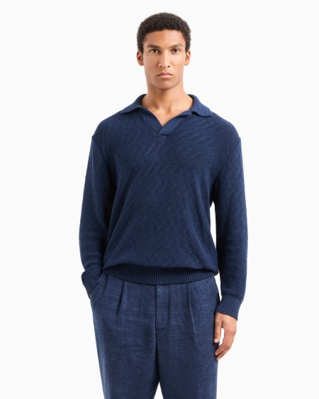 A|x Armani Exchange Cotton Jacquard Knitted Polo Shirt