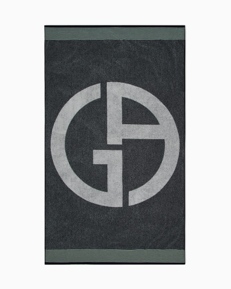 a|x armani exchange Cotton-terry beach towel with oversized jacquard GA logo