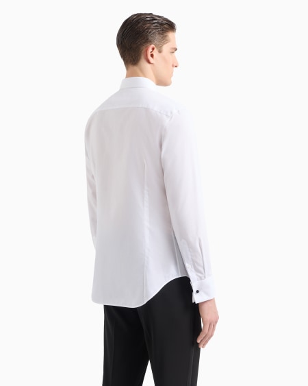 A|x Armani Exchange Cotton Tuxedo Shirt With Pleated Detail