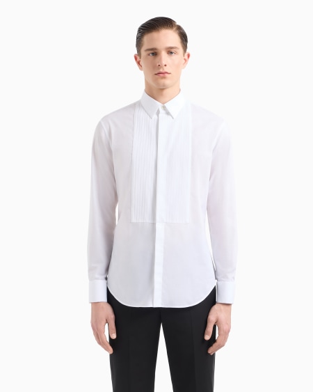 A|x Armani Exchange Cotton Tuxedo Shirt With Pleated Detail