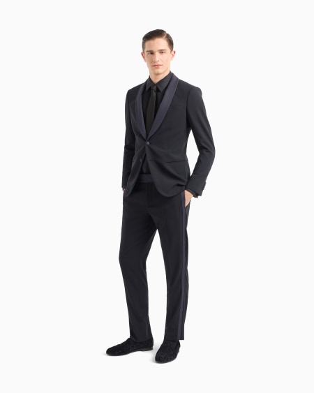 A|x Armani Exchange Cotton Tuxedo Shirt With Pleated Detail