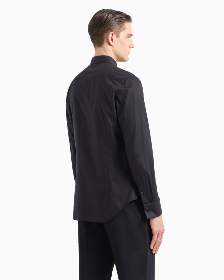 A|x Armani Exchange Cotton Tuxedo Shirt With Pleated Detail