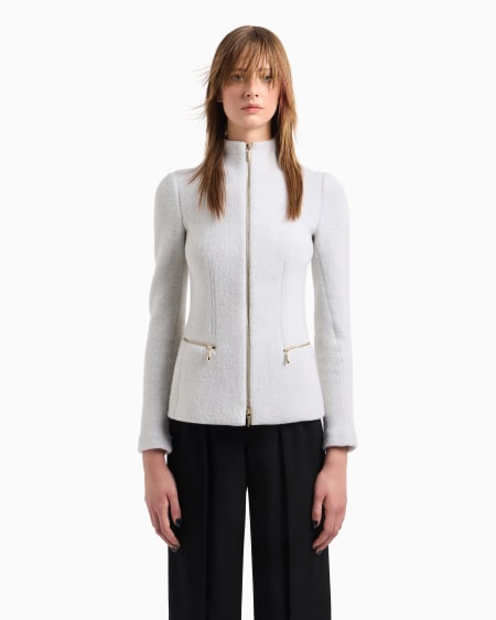 A|x Armani Exchange Cotton Wool And Cashmere Double Cloth Zipped Jacket
