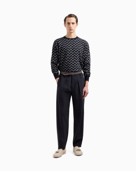 A|x Armani Exchange Crew-neck Jacquard Cotton And Cashmere Jumper