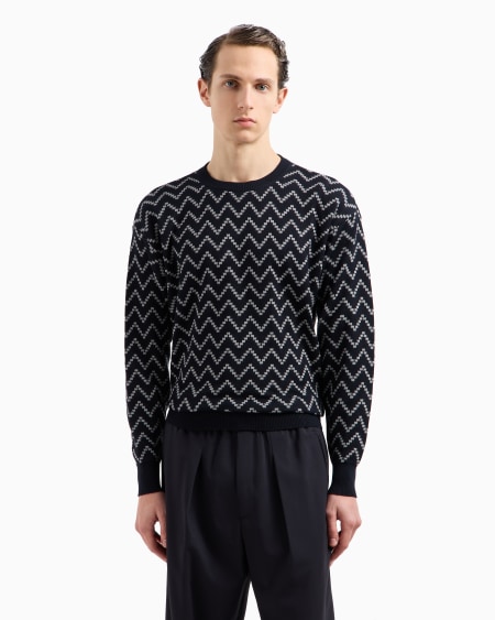 A|x Armani Exchange Crew-neck Jacquard Cotton And Cashmere Jumper