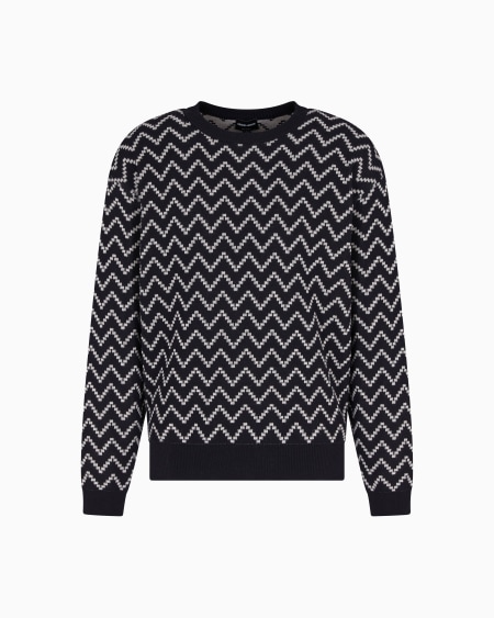 a|x armani exchange Crew-neck jacquard cotton and cashmere jumper