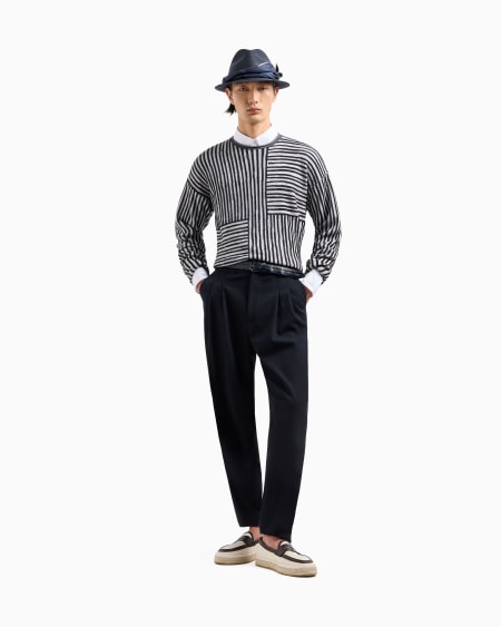 A|x Armani Exchange Crew-neck Jumper In A Viscose And Cotton Jacquard