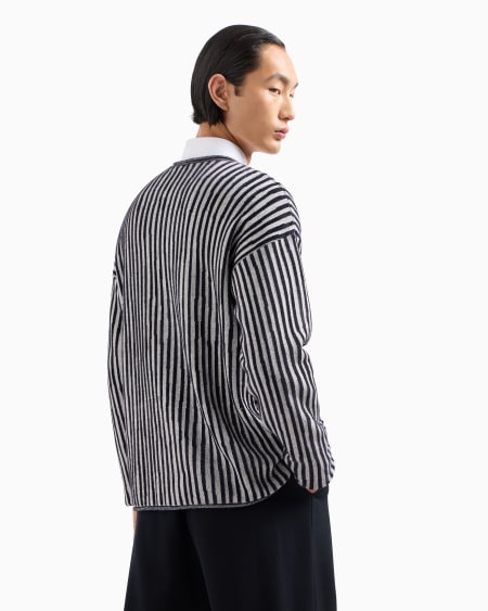 A|x Armani Exchange Crew-neck Jumper In A Viscose And Cotton Jacquard