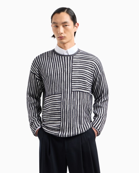 A|x Armani Exchange Crew-neck Jumper In A Viscose And Cotton Jacquard