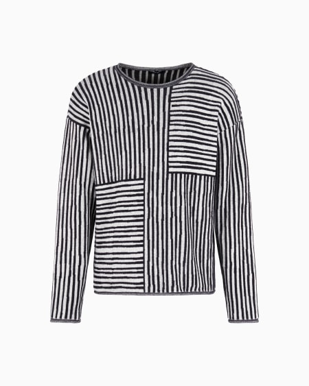 a|x armani exchange Crew-neck jumper in a viscose and cotton jacquard
