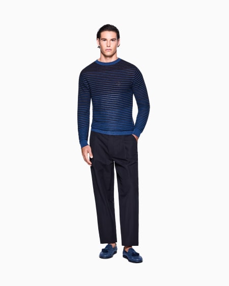 A|x Armani Exchange Crew-neck Jumper In Linen And Cotton