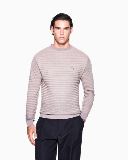 A|x Armani Exchange Crew-neck Jumper In Linen And Cotton