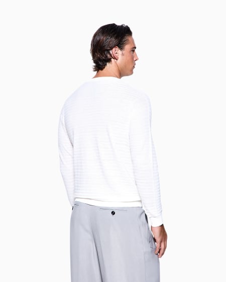 A|x Armani Exchange Crew-neck Jumper In Linen And Cotton