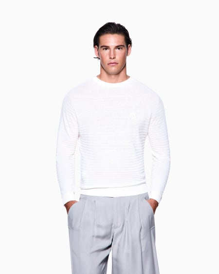 A|x Armani Exchange Crew-neck Jumper In Linen And Cotton