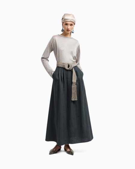 A|x Armani Exchange Crew-neck Jumper In Two-tone Jacquard Viscose Jersey