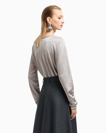 A|x Armani Exchange Crew-neck Jumper In Two-tone Jacquard Viscose Jersey