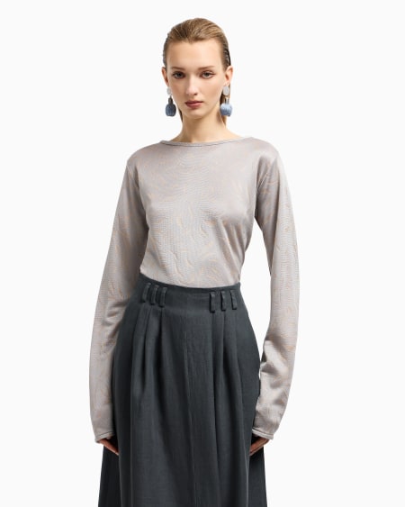 A|x Armani Exchange Crew-neck Jumper In Two-tone Jacquard Viscose Jersey