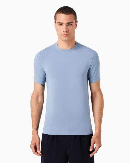 A|x Armani Exchange Crew-neck Short-sleeved T-shirt In Stretch Viscose Jersey
