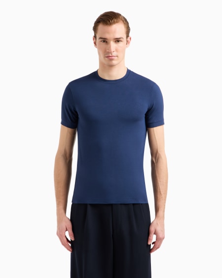 A|x Armani Exchange Crew-neck Short-sleeved T-shirt In Stretch Viscose Jersey