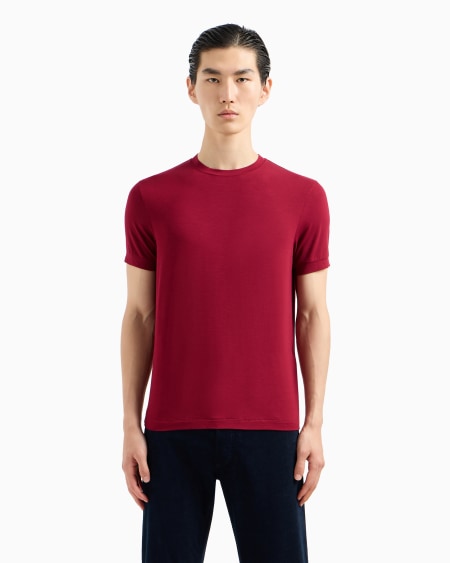 A|x Armani Exchange Crew-neck Short-sleeved T-shirt In Stretch Viscose Jersey
