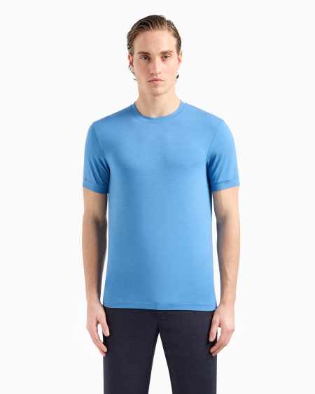 A|x Armani Exchange Crew-neck Short-sleeved T-shirt In Stretch Viscose Jersey