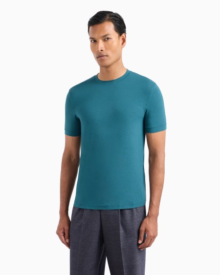 A|x Armani Exchange Crew-neck Short-sleeved T-shirt In Stretch Viscose Jersey