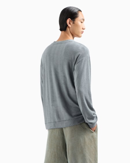 A|x Armani Exchange Crew-neck Sweatshirt In Chevron Silk And Cotton