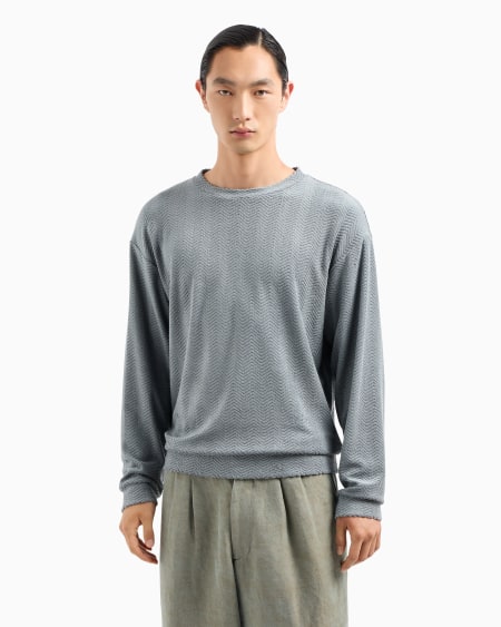 A|x Armani Exchange Crew-neck Sweatshirt In Chevron Silk And Cotton