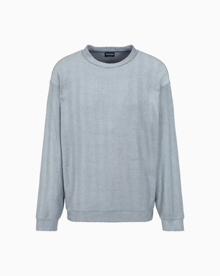 a|x armani exchange Crew-neck sweatshirt in chevron silk and cotton