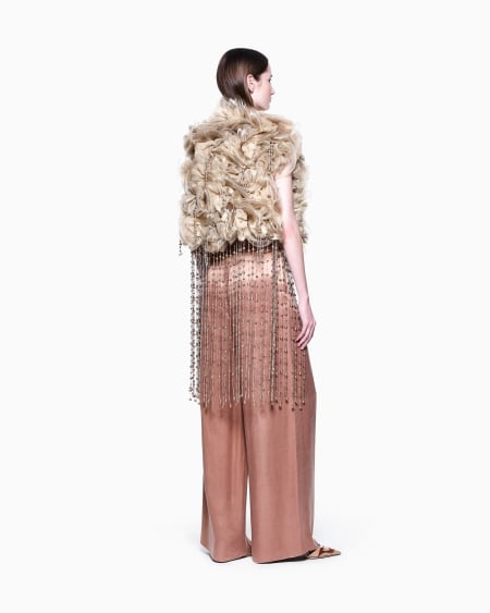 A|x Armani Exchange Crinoline And Tulle Cape With Fringes