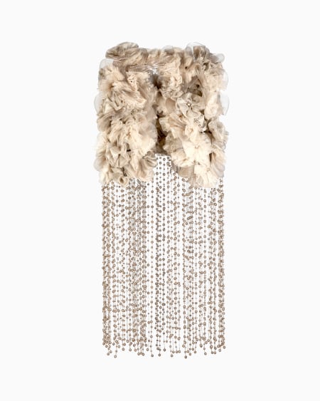 a|x armani exchange Crinoline and tulle cape with fringes